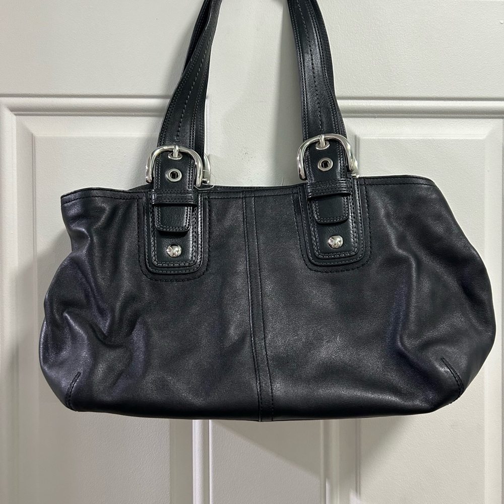 Elegant Black Leather Tote Bag